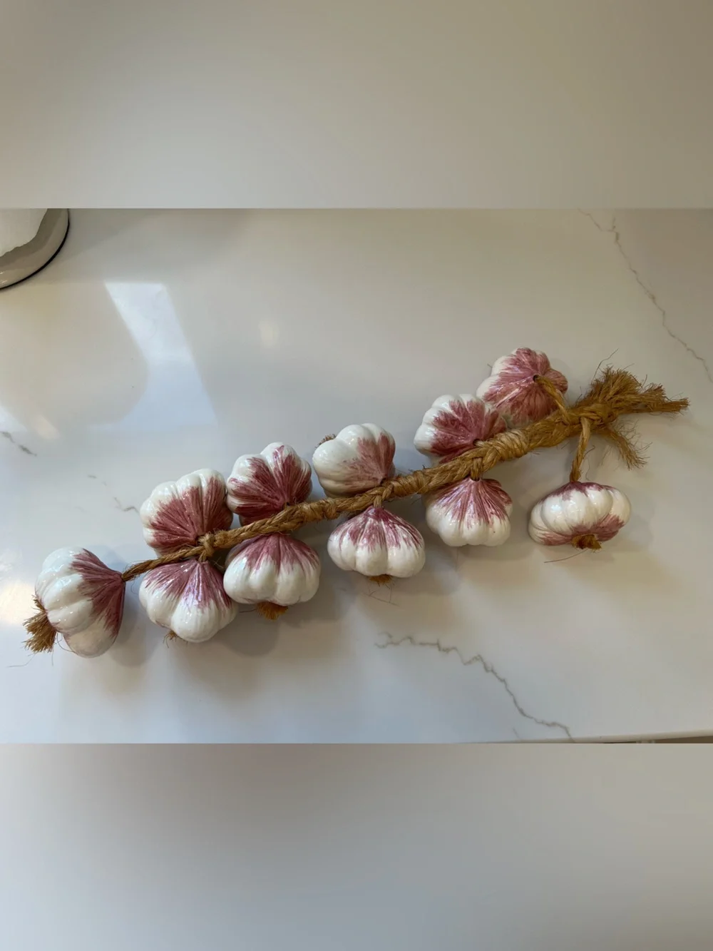 Vintage Ceramic Garlic Bulb Hanging Braid - kitchen decor